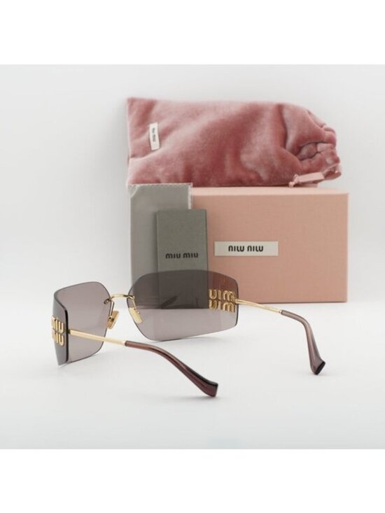 Miu Miu MU54YS 5AK06I Geometric Sunglasses - Gold/Light Purple Brown